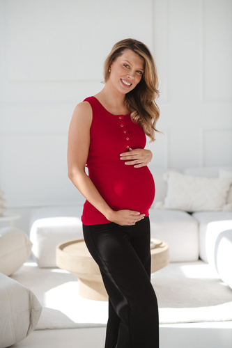 Těhotenské a kojicí tílko Tummy Milk&Love žebrovaná bavlna red