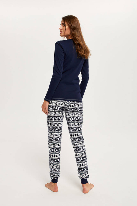Arktyka Dámské pyžamo s dlouhým rukávem, dlouhé kalhoty Italian Fashion - tmavě modrá/potisk