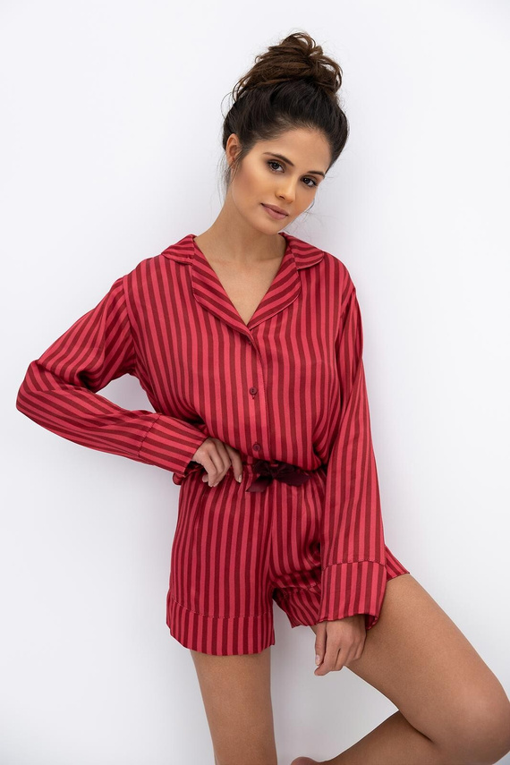 Vivienne Sensis dámské pyžamo - viskóza, zapínání na zip, pruhované