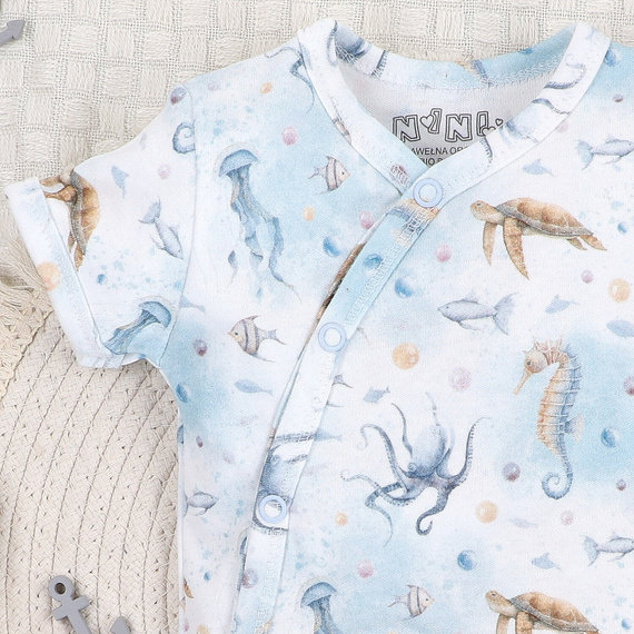 ABN-5443 Sea Of Joy Nini obálkové body s krátkým rukávem - organická bavlna, pro kojence