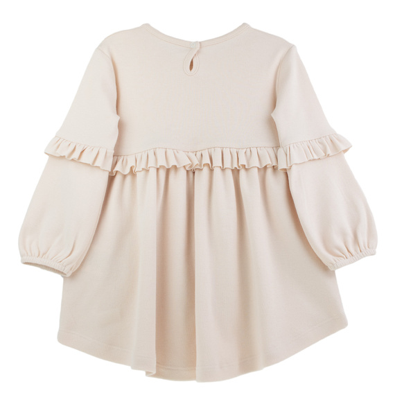 141973 Nicol šaty s dlouhým rukávem - béžové, bavlněné, s volánky