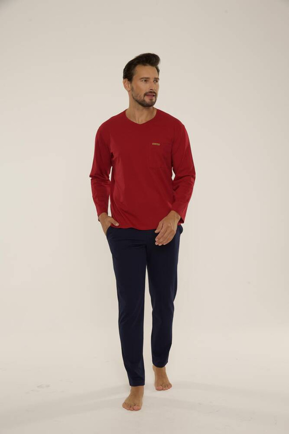 683 Kevin Forex Pánské pyžamo - bordó - tmavě modré