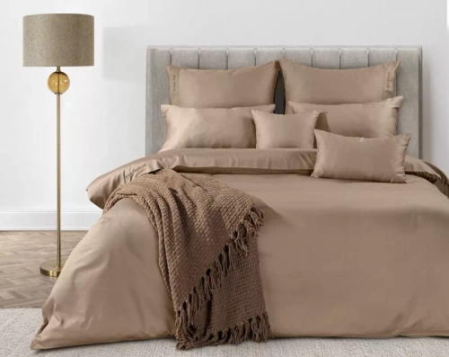 1E Elegantní saténové povlečení Eva Minge Eurofirany světle hnědá | makrosatin 100% bavlna