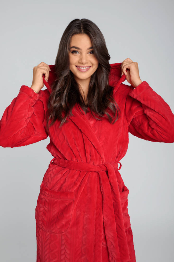 Dámský fleecový župan Zala Italian Fashion - červený