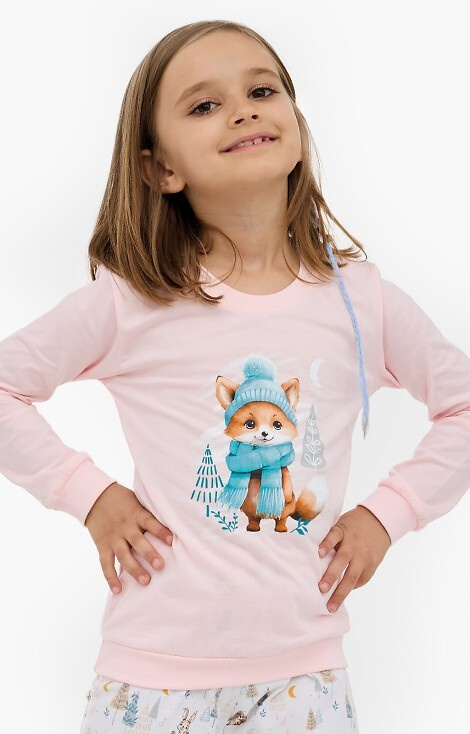 594/192 592/192 Dívčí bavlněné pyžamo Fox Cornette, liška, dlouhý rukáv