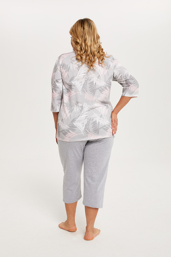 Bartonia Dámské pyžamo 3/4 rukávy a 3/4 kalhoty Italian Fashion - potisk/melanžová barva