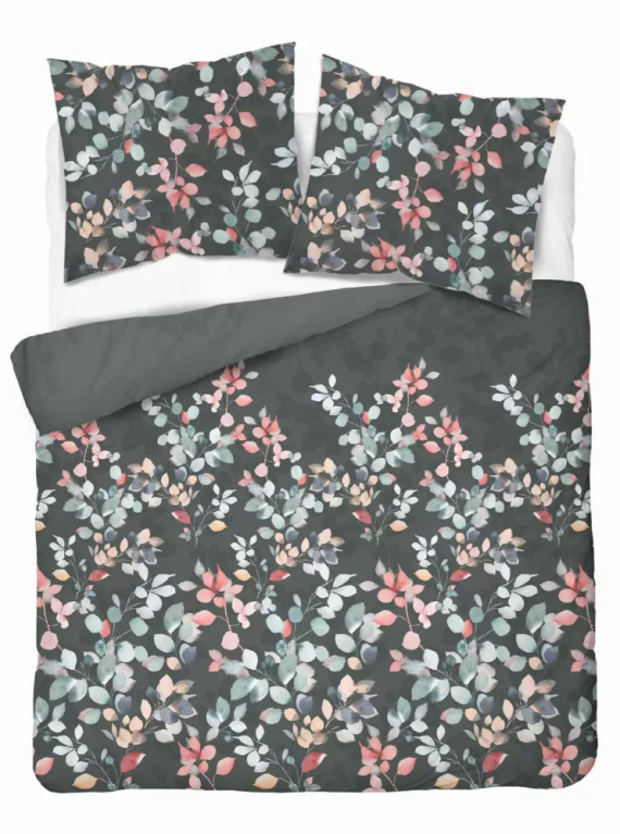 5084 A Home Satin Pościel satynowa gałązki Detexpol grafitowy