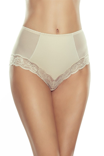 Eldar Veridia béžové tvarující kalhotky, vysoký střih, krajkové lemování, mikrovlákno