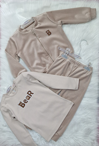 Dětská tepláková souprava Bear velour Bambarillo beige | Soft set