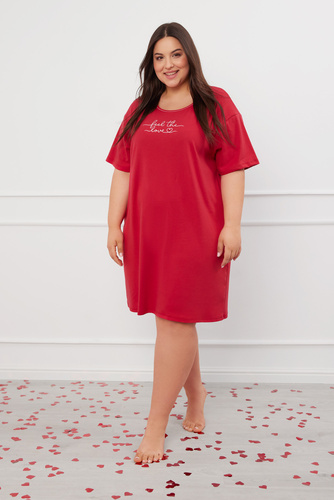 Noční košile Evora s krátkým rukávem Italian Fashion - červená