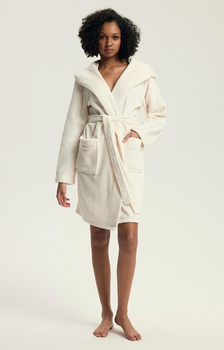 43599 Darlan Dámský župan s kapucí Henderson cream - měkký, lehký, pod kolena