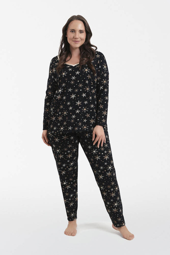 Laponia Dámské pyžamo s dlouhým rukávem, dlouhé kalhoty Italian Fashion - potisk