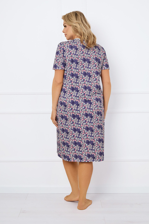 Noční košile Carbonia s rozepínáním, krátký rukáv Italská móda - potisk