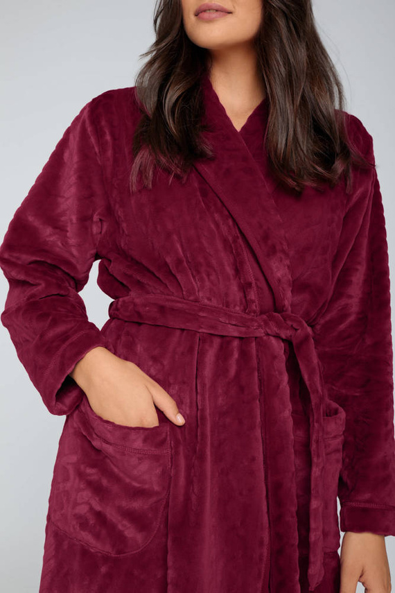 Dámský fleecový župan Bona Italian Fashion - bordó