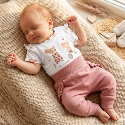 Dětské tričko Nini Little Mouse organická bavlna potisk dívka krátký rukáv