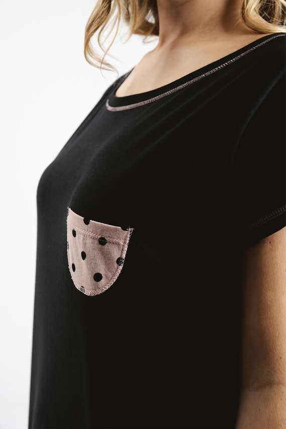 Buscato Dámské pyžamo s krátkým rukávem, šortky Italian Fashion - potisk/černá barva