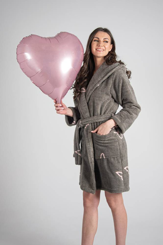 672 Butterflies Krátký dámský župan Forex - šedý