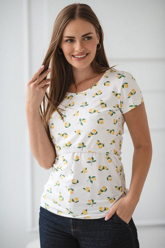 Milk Shirt Milk&Love kojící a mateřská halenka s krátkým rukávem v citronové barvě - pohodlná a stylová