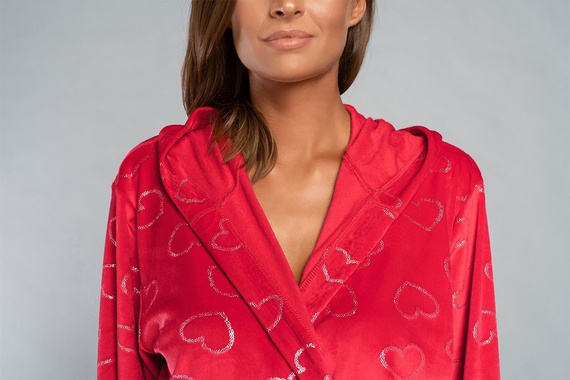 Elixir Dámský župan s kapsami Italian Fashion - červený/potisk