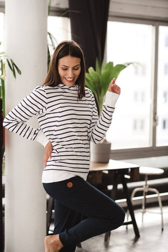 Milk Please bluza do karmienia Milk&Love z kapturem w granatowo-białe paski