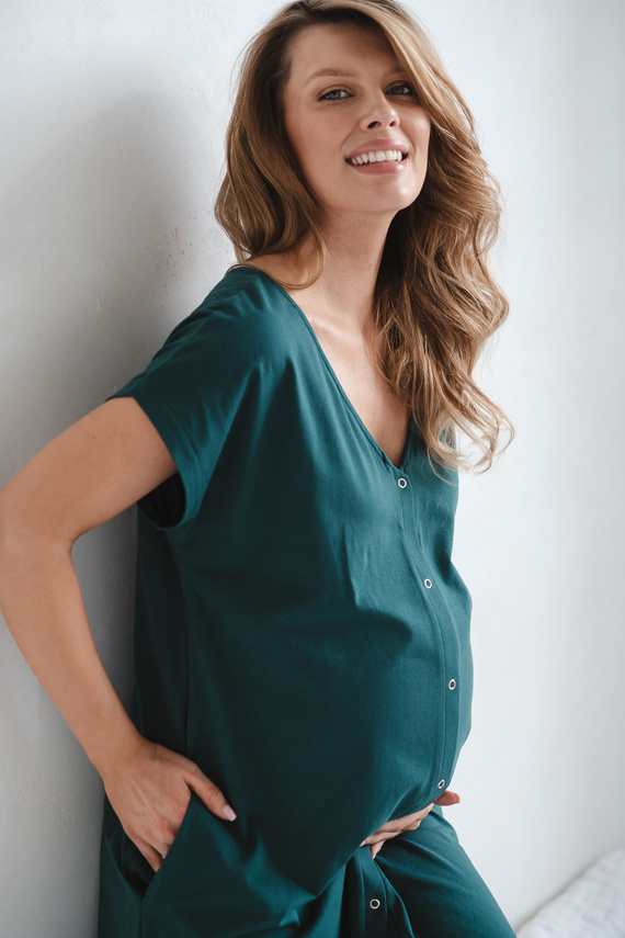 Košile na porod a kojení Born of Love Milk&Love na patentky green