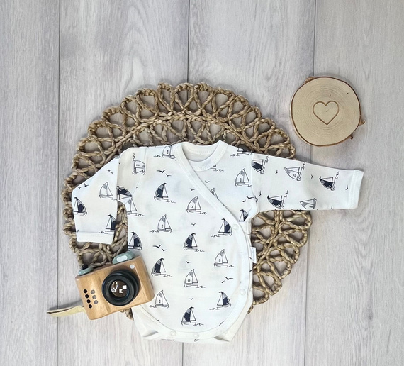 Kojenecké body BD16026 lodě – bavlněné body s dlouhým rukávem