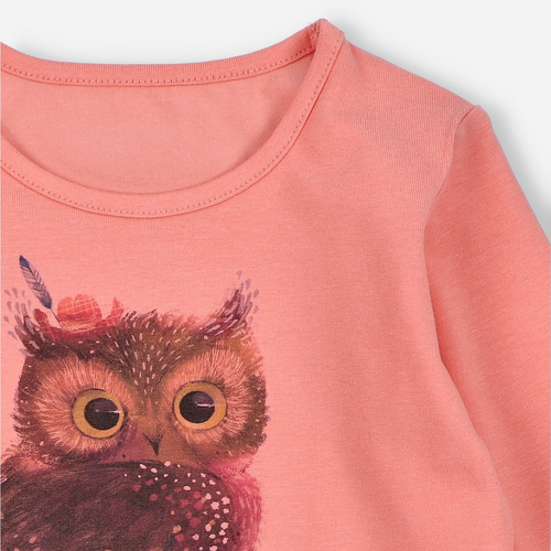 KAR-3001 Dívčí halenka s dlouhým rukávem Lagarto Verde lososová - stylová, bavlna, polská výroba