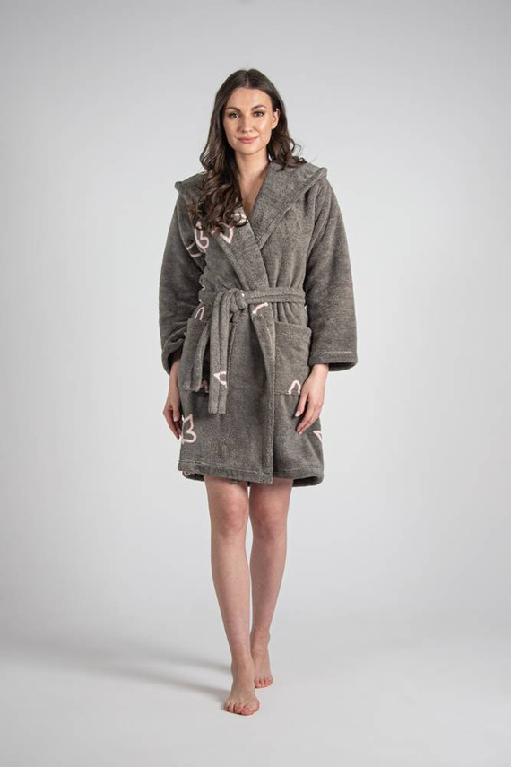 672 Butterflies Krátký dámský župan Forex - šedý