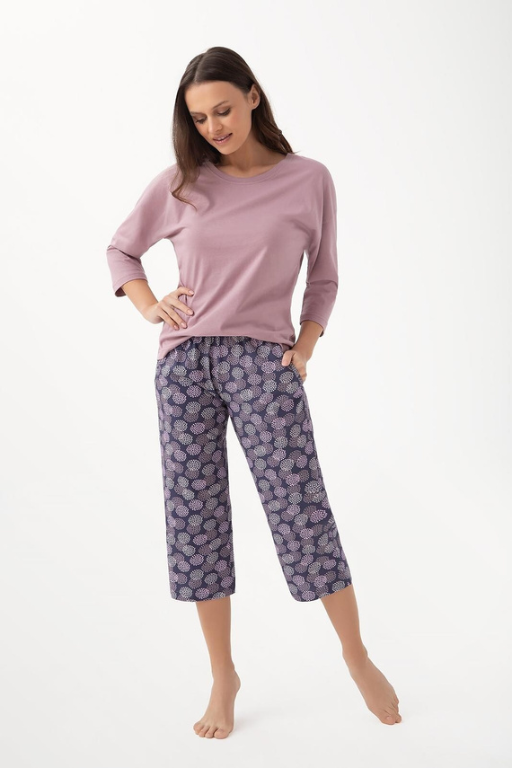 344 Dámské pyžamo Luna cocoa - bavlna, 3/4 rukáv, pohodlné a prodyšné