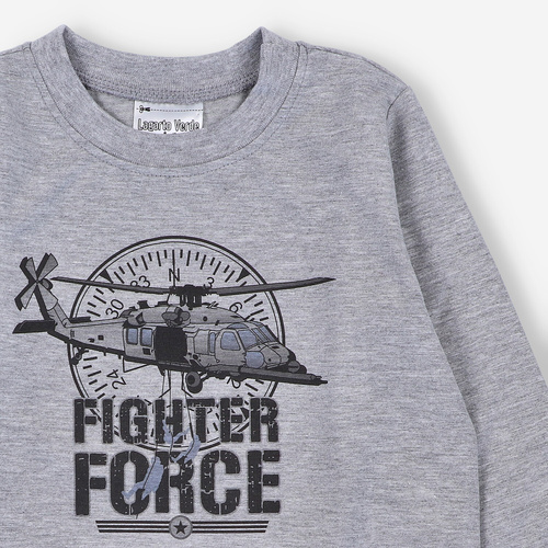 KAR-1018 Chlapecká halenka s dlouhým rukávem Lagarto Verde šedá - bavlna s elastanem, polská výroba