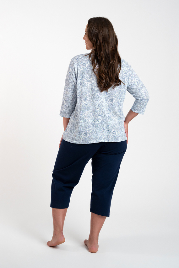 Antonia Dámské pyžamo 3/4 rukávy, 3/4 kalhoty Italian Fashion - modrý/zelený potisk