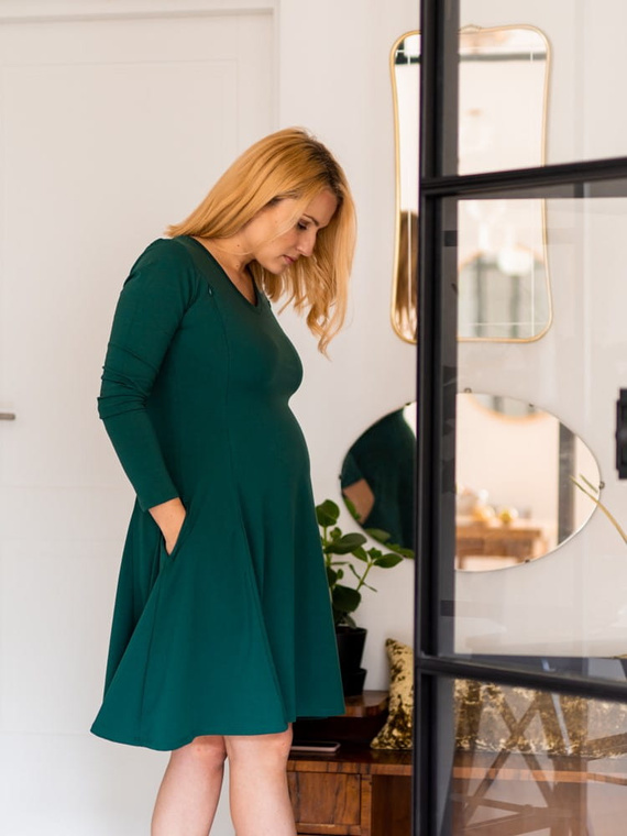 Mama sukienka ciążowa i do karmienia Milk&Love butelkowa zieleń