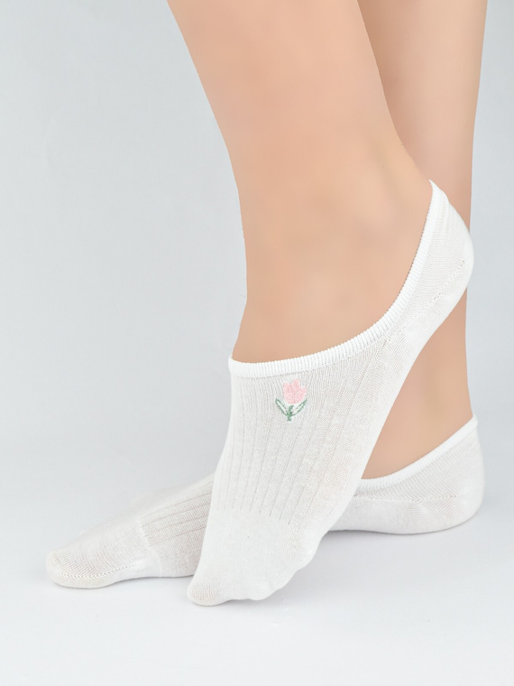 Dámské baleríny Noviti ST097 bavlněné pruhované s dekorativním vyšívaným detailem