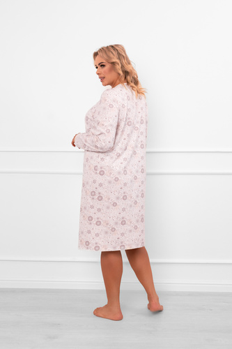 Dámská noční košile Satui - bavlna, dlouhý rukáv, květinový vzor Italian Fashion