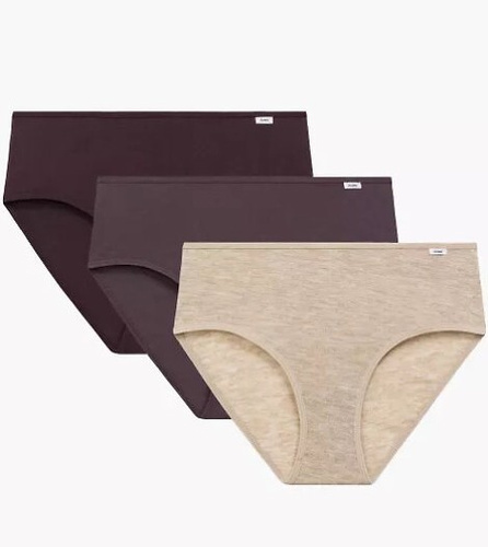 3CLP-011/Z25 Maxi Dámské kalhotky Atlantic béžovo-vínovo-fialové - bavlna, 3 ks.