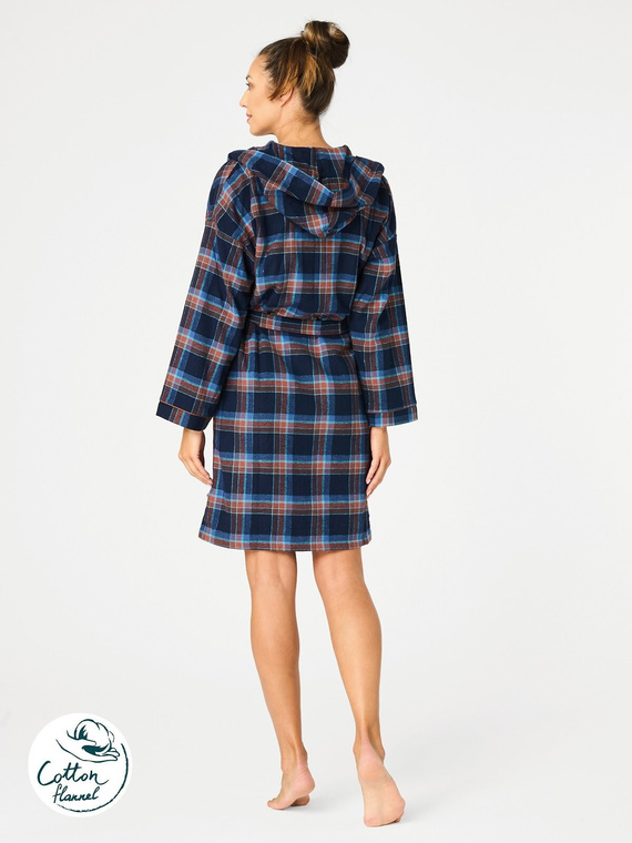 Dámský župan LGD 431 Key - tmavě modrý, flanelová bavlna, hřejivý a měkký