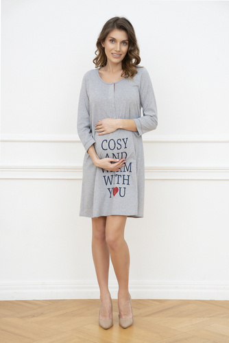 Těhotenská a kojící košile Balm. 3/4 rukáv Italia Fashion - melanž