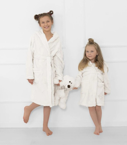 Dětský župan Teddy Italian Fashion ecru - v barvě medvídků, teplý, s kapucí