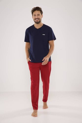 624 Kevin Forex Pánské pyžamo - tmavě modrá-bordeaux