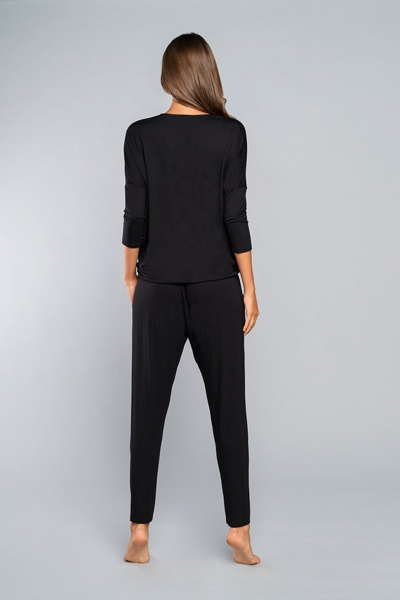 Styl Dámská souprava s 3/4 rukávy, délka.kalhoty Italian Fashion černé