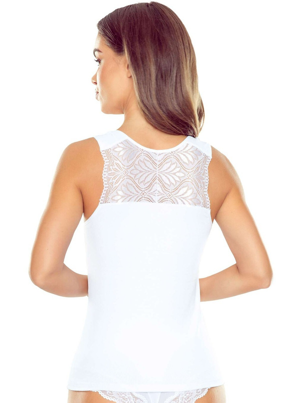 Dámský top Ovena Eldar z měkké viskózy s žebrováním a krajkovým V výstřihem