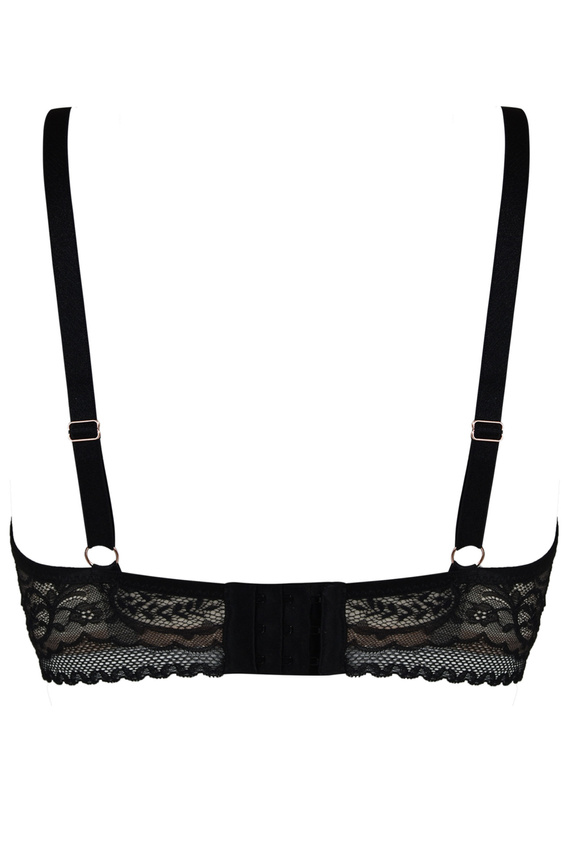 19236 Feel Mediolano Bralette Long Black - krajková podprsenka s prodlouženým páskem