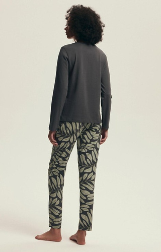 43685 Danna Dámské pyžamo Henderson šedé - bavlna, botanický potisk