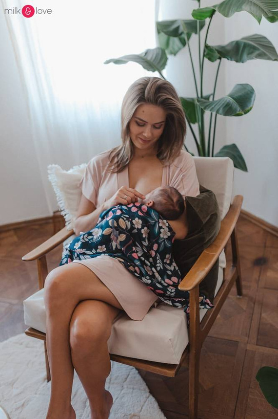 Moon bambusowa koszula nocna ciążowa i do karmienia Milk&Love eukaliptus