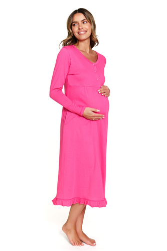 7318 Doctor Nap - Těhotenská a kojící noční košile z bavlny | Polská výroba - pivoňka