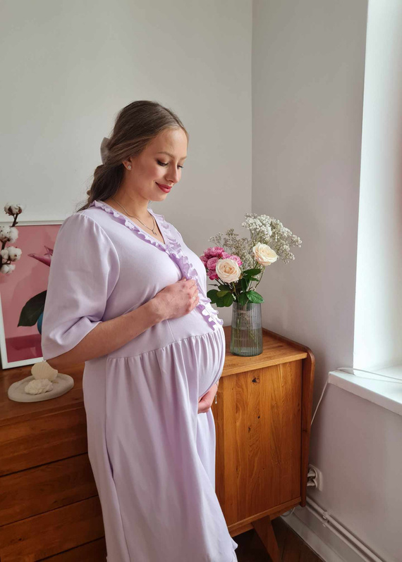 34NA Natalie Marija noční košile - 100% bavlna, těhotenská a kojící, s volánky