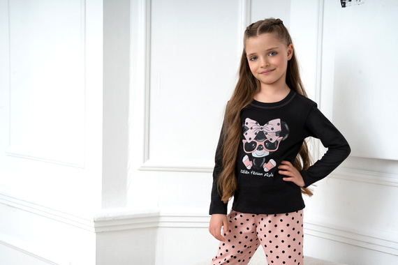 Bonilla Dívčí pyžamo Italian Fashion - černá/potisk