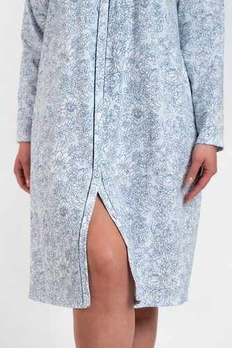 Noční košile Talita s rozepínáním Italská móda - modrý potisk