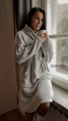 Forio Blůza s kapucí unisex Italská móda - šedá