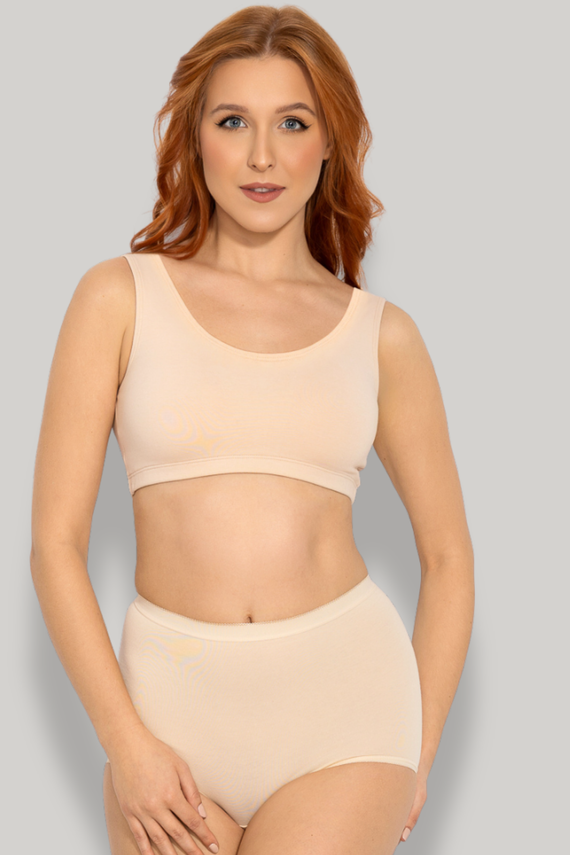 Bavlněný top Zoya Mitex bez kostic pohodlný bustier beige